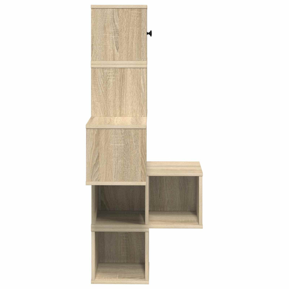 Produktbild för Väggkrokhylla Sonoma-ek 48 x 48 x 120 cm Konstruerat trä