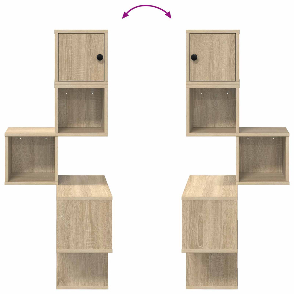 Produktbild för Väggkrokhylla Sonoma-ek 48 x 48 x 120 cm Konstruerat trä