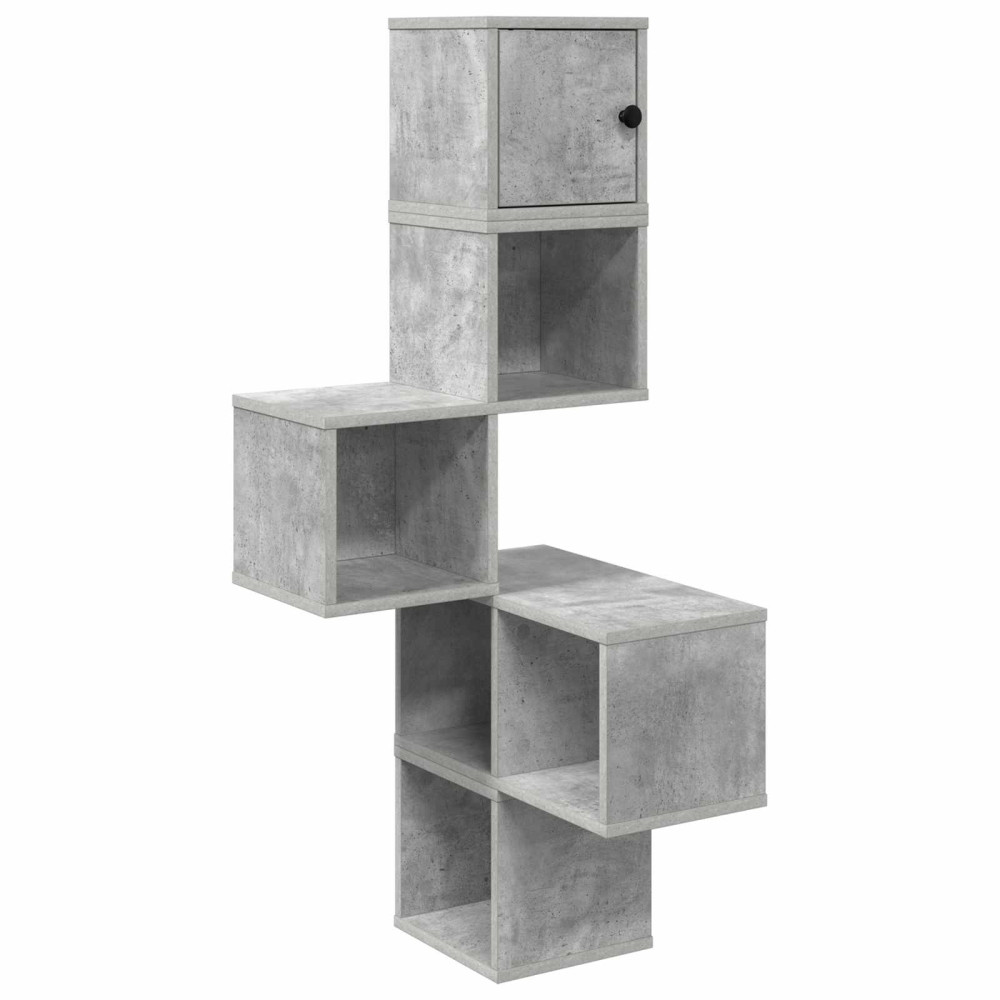 Produktbild för Väggkrokhylla Betonggrå 48 x 48 x 120 cm Konstruerat trä