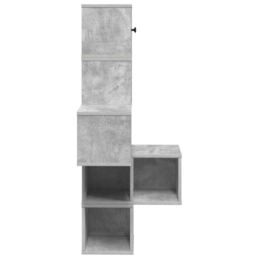 Produktbild för Väggkrokhylla Betonggrå 48 x 48 x 120 cm Konstruerat trä