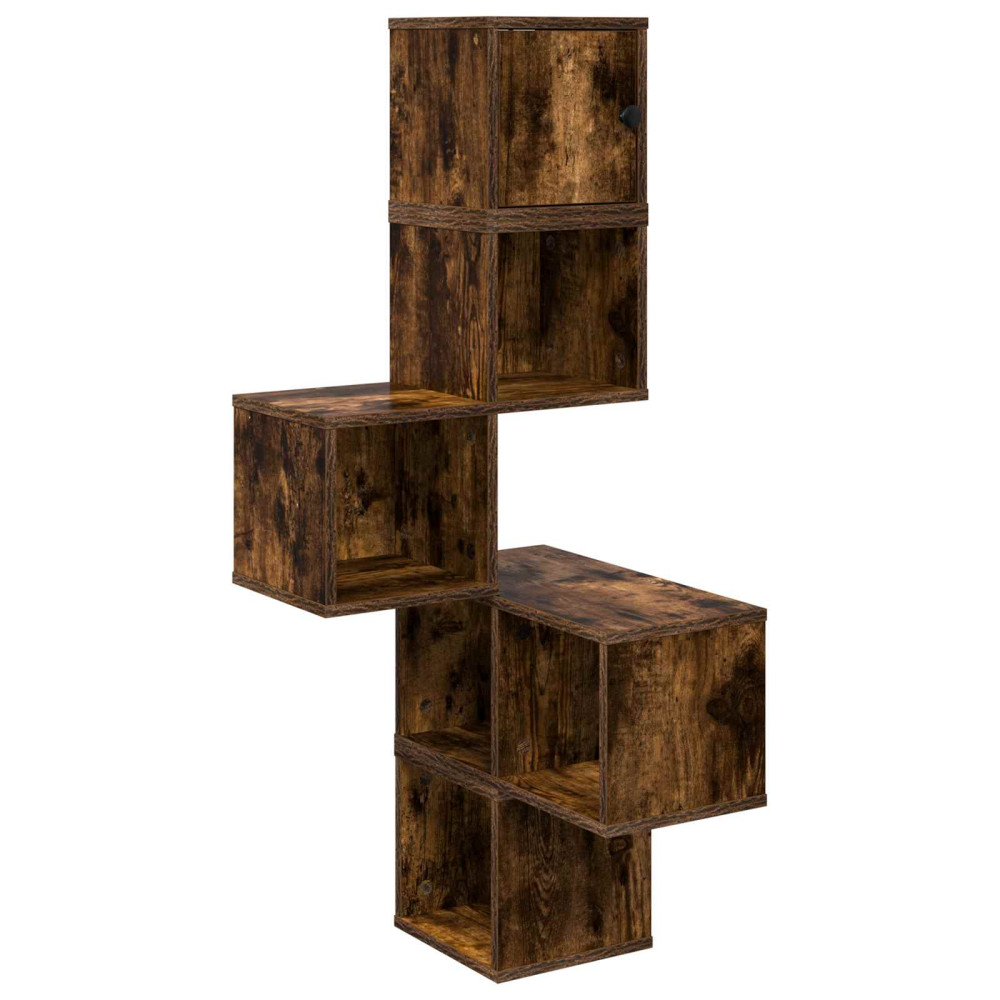 Produktbild för Väggkrokhylla Rökt ek 48 x 48 x 120 cm Konstruerat trä