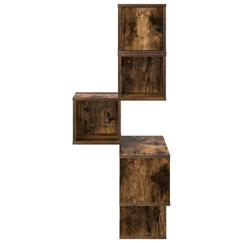 Produktbild för Väggkrokhylla Rökt ek 48 x 48 x 120 cm Konstruerat trä