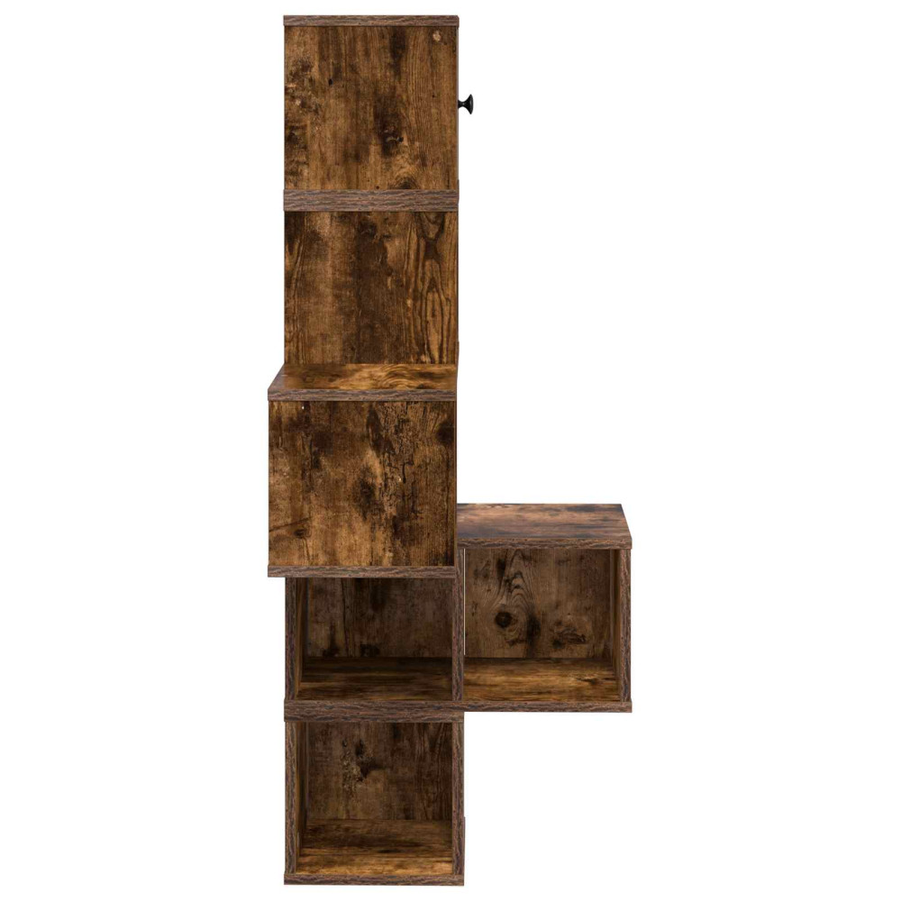 Produktbild för Väggkrokhylla Rökt ek 48 x 48 x 120 cm Konstruerat trä