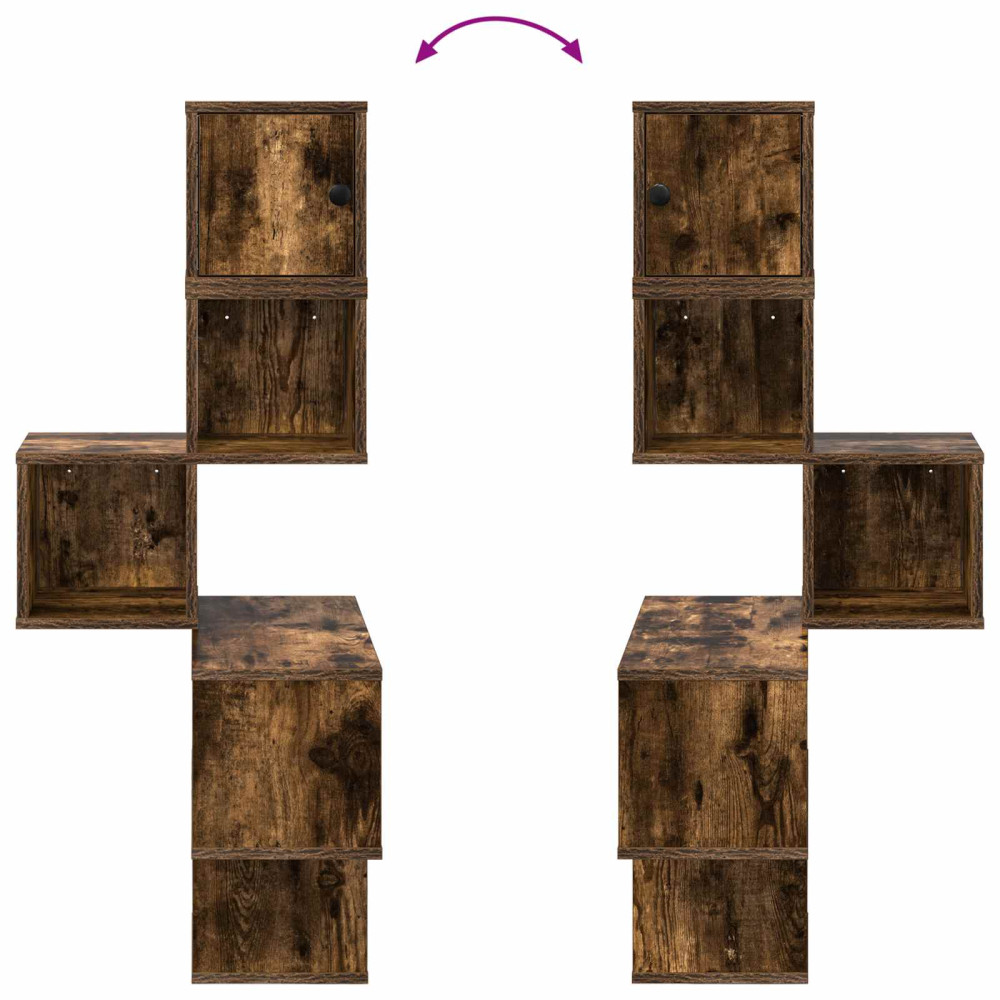 Produktbild för Väggkrokhylla Rökt ek 48 x 48 x 120 cm Konstruerat trä