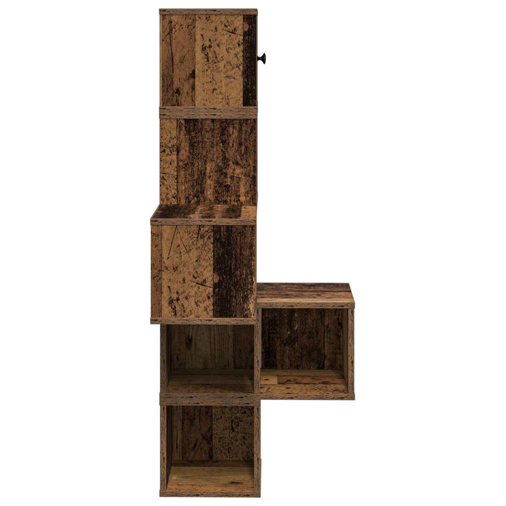 Produktbild för Väggkrokhylla Gammalt trä 48 x 48 x 120 cm Konstruerat trä