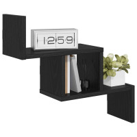 Produktbild för Vägg hylla Svart ek 48 x 15 x 42 cm Konstruerat trä