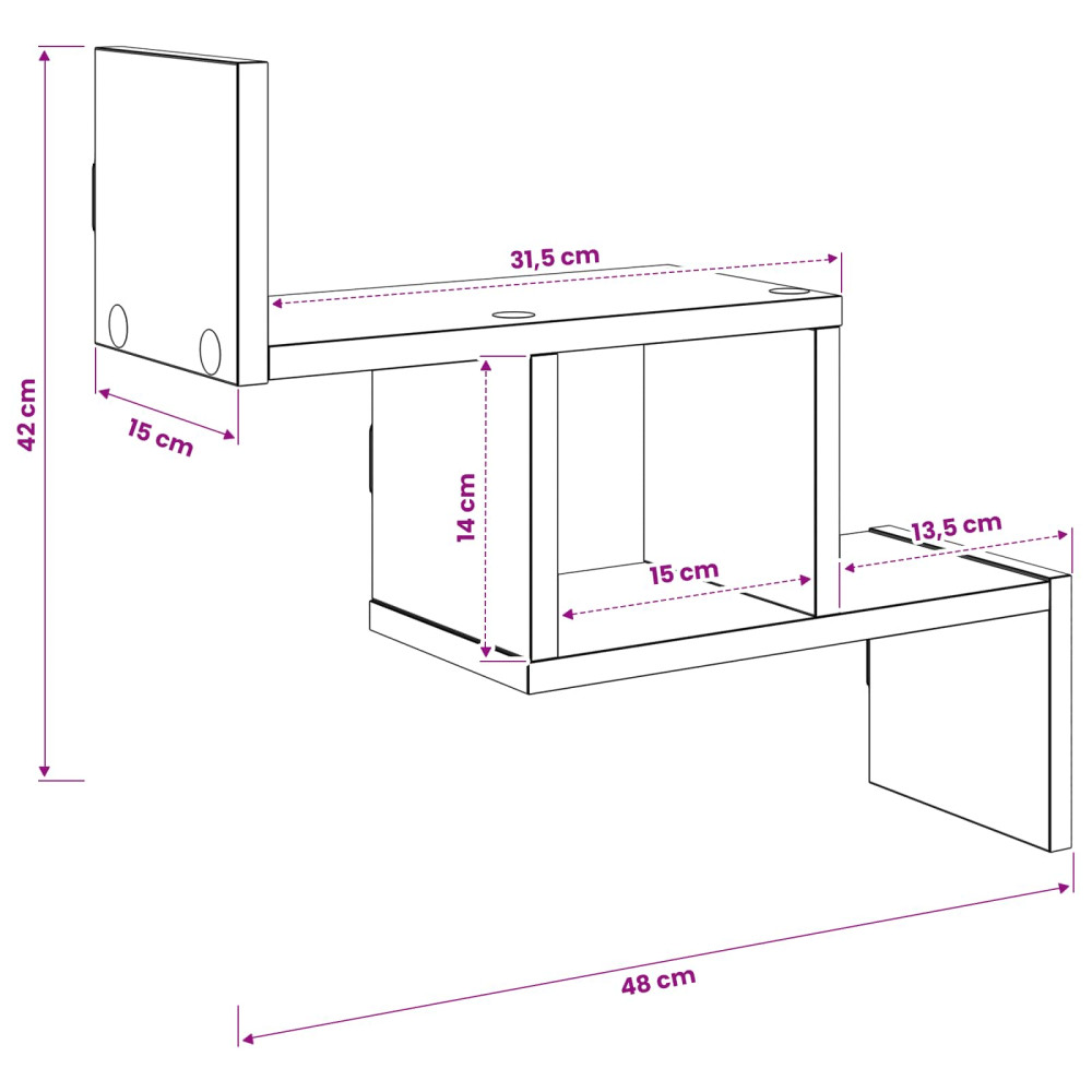 Produktbild för Vägg hylla Betonggrå 48 x 15 x 42 cm Konstruerat trä