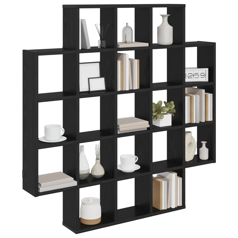 Produktbild för Vägg hylla Svart ek 100 x 13 x 100 cm Konstruerat trä