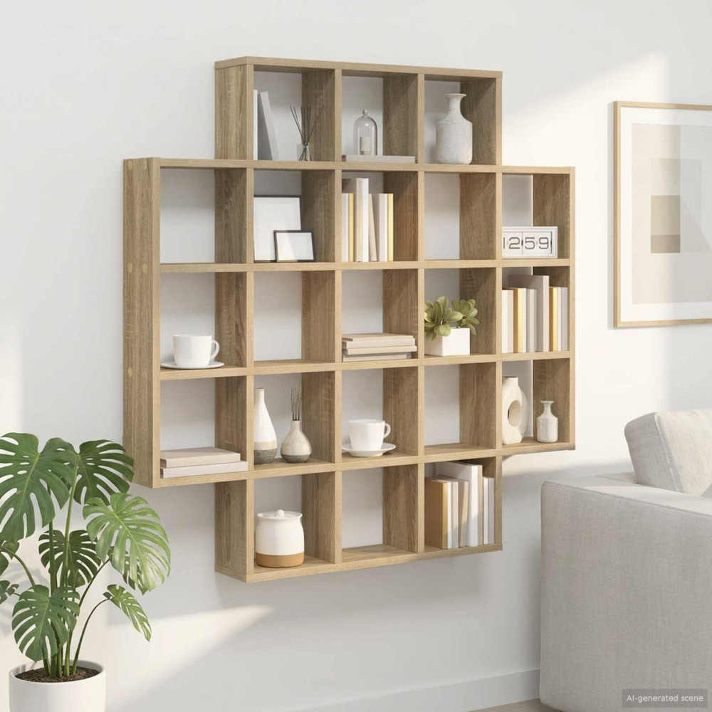 Produktbild för Vägg hylla Sonoma-ek 100 x 13 x 100 cm Konstruerat trä