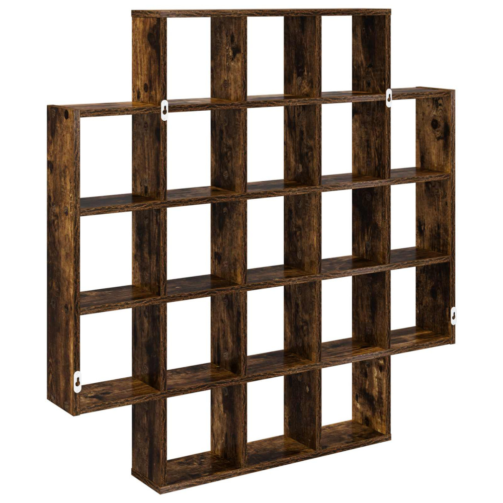 Produktbild för Vägg hylla Rökt ek 100 x 13 x 100 cm Konstruerat trä