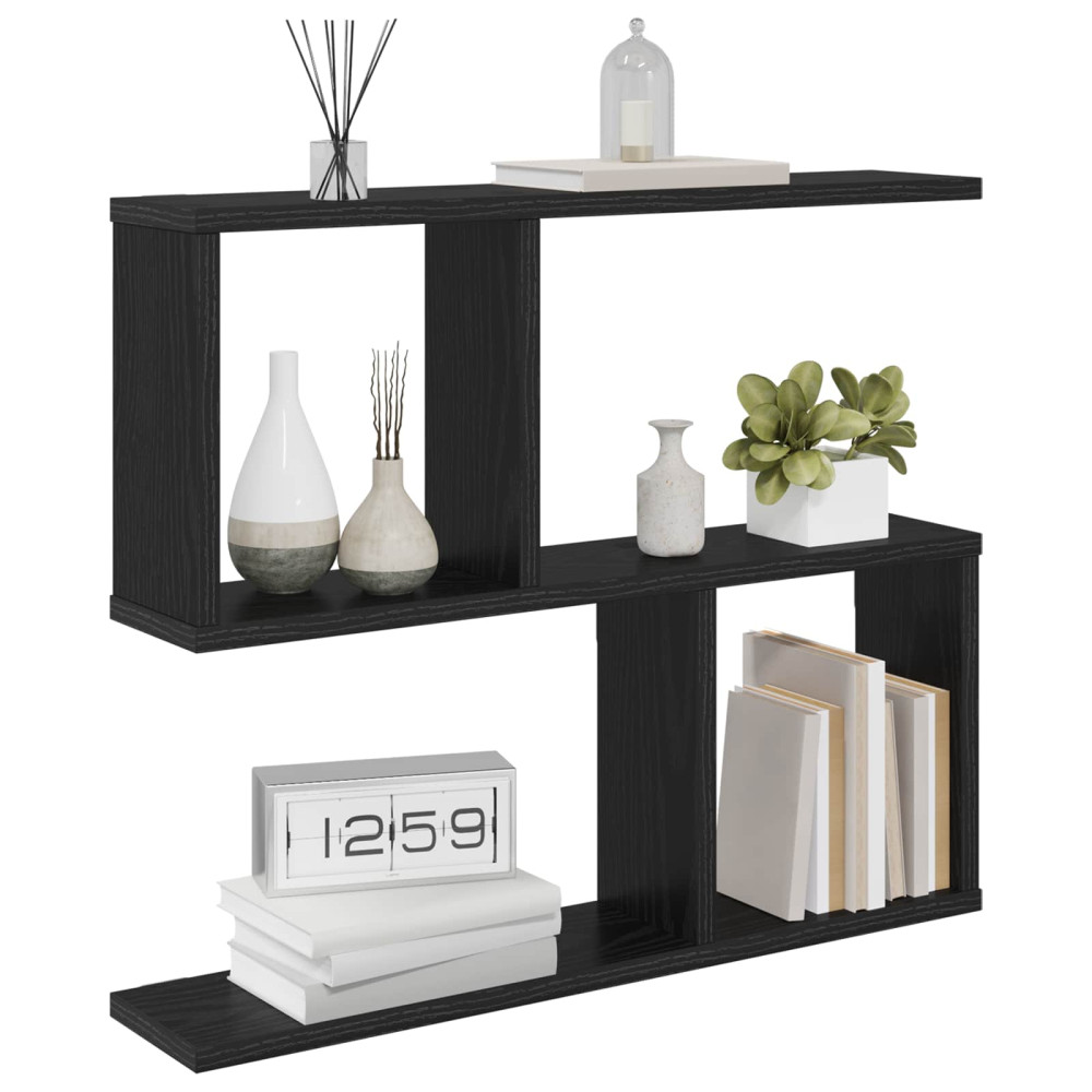 Produktbild för Vägg hylla Svart ek 60 x 12 x 50,5 cm Konstruerat trä