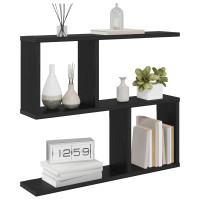 Produktbild för Vägg hylla Svart ek 60 x 12 x 50,5 cm Konstruerat trä