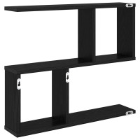 Produktbild för Vägg hylla Svart ek 60 x 12 x 50,5 cm Konstruerat trä