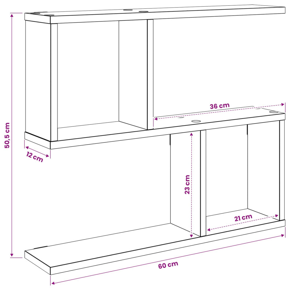 Produktbild för Vägg hylla Betonggrå 60 x 12 x 50,5 cm Konstruerat trä