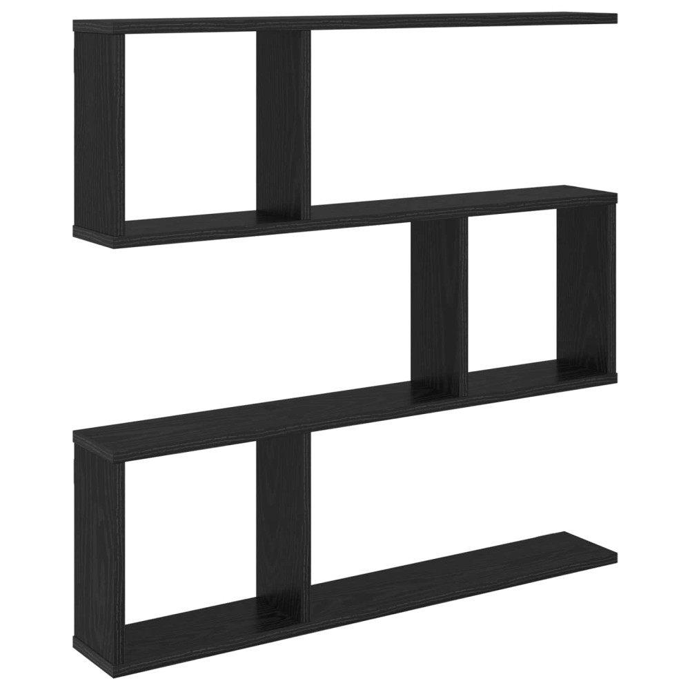 Produktbild för Vägg hylla Svart ek 80 x 12 x 79,5 cm Konstruerat trä
