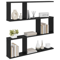 Produktbild för Vägg hylla Svart ek 80 x 12 x 79,5 cm Konstruerat trä