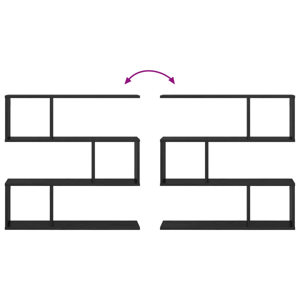 Produktbild för Vägg hylla Svart ek 80 x 12 x 79,5 cm Konstruerat trä