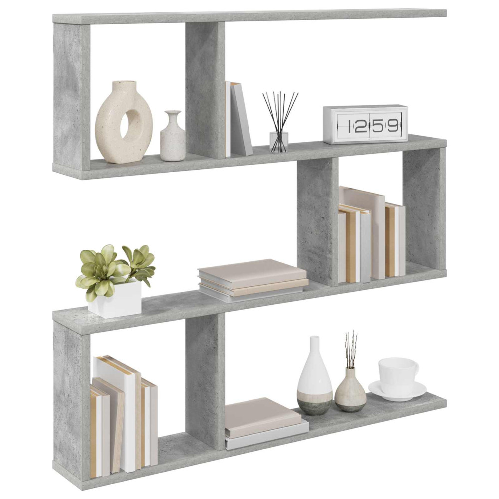 Produktbild för Vägg hylla Betonggrå 80 x 12 x 79,5 cm Konstruerat trä