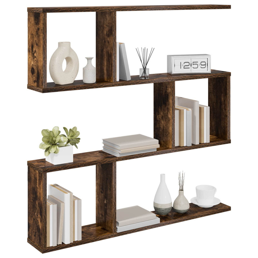 Produktbild för Vägg hylla Rökt ek 80 x 12 x 79,5 cm Konstruerat trä