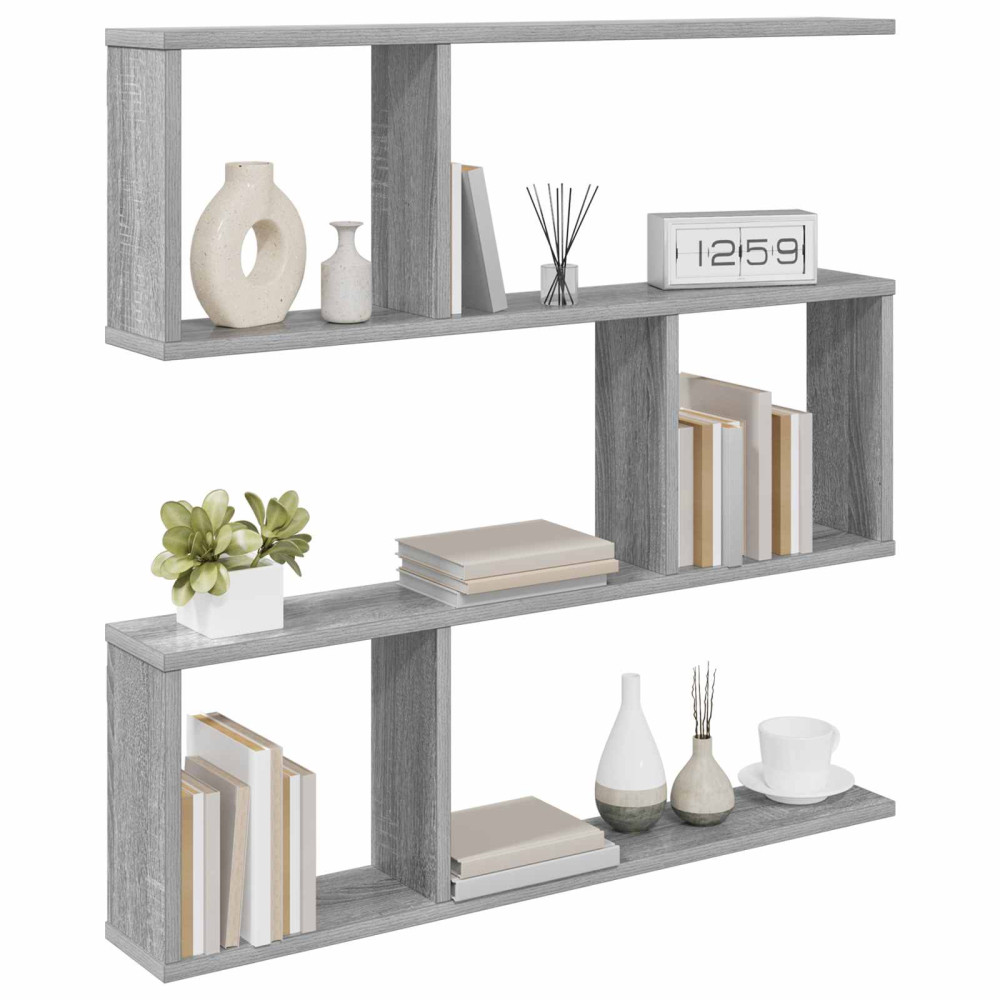 Produktbild för Vägg hylla Grå Sonoma 80 x 12 x 79,5 cm Konstruerat trä