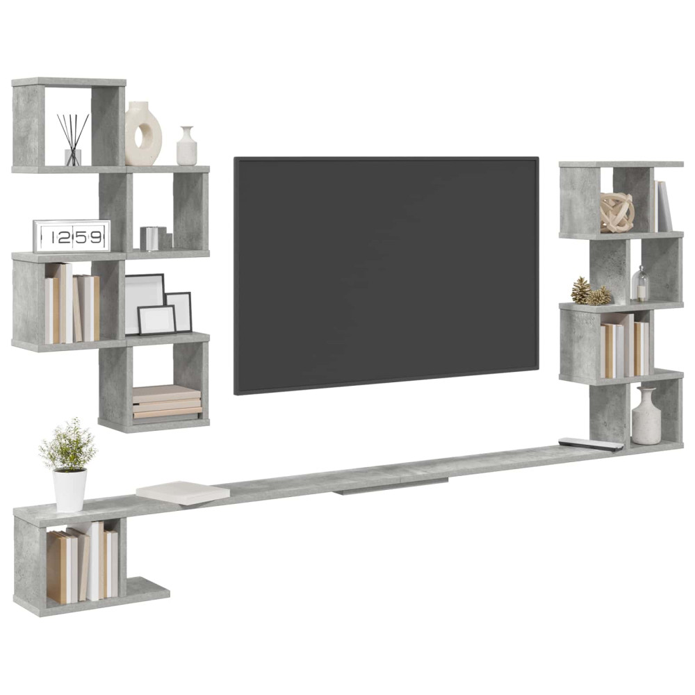 Produktbild för Väggmonterad TV-hylla Betonggrå 180 x 15 x 94 cm