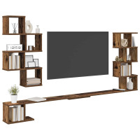 Produktbild för Väggmonterad TV-hylla Gammalt trä 180 x 15 x 94 cm
