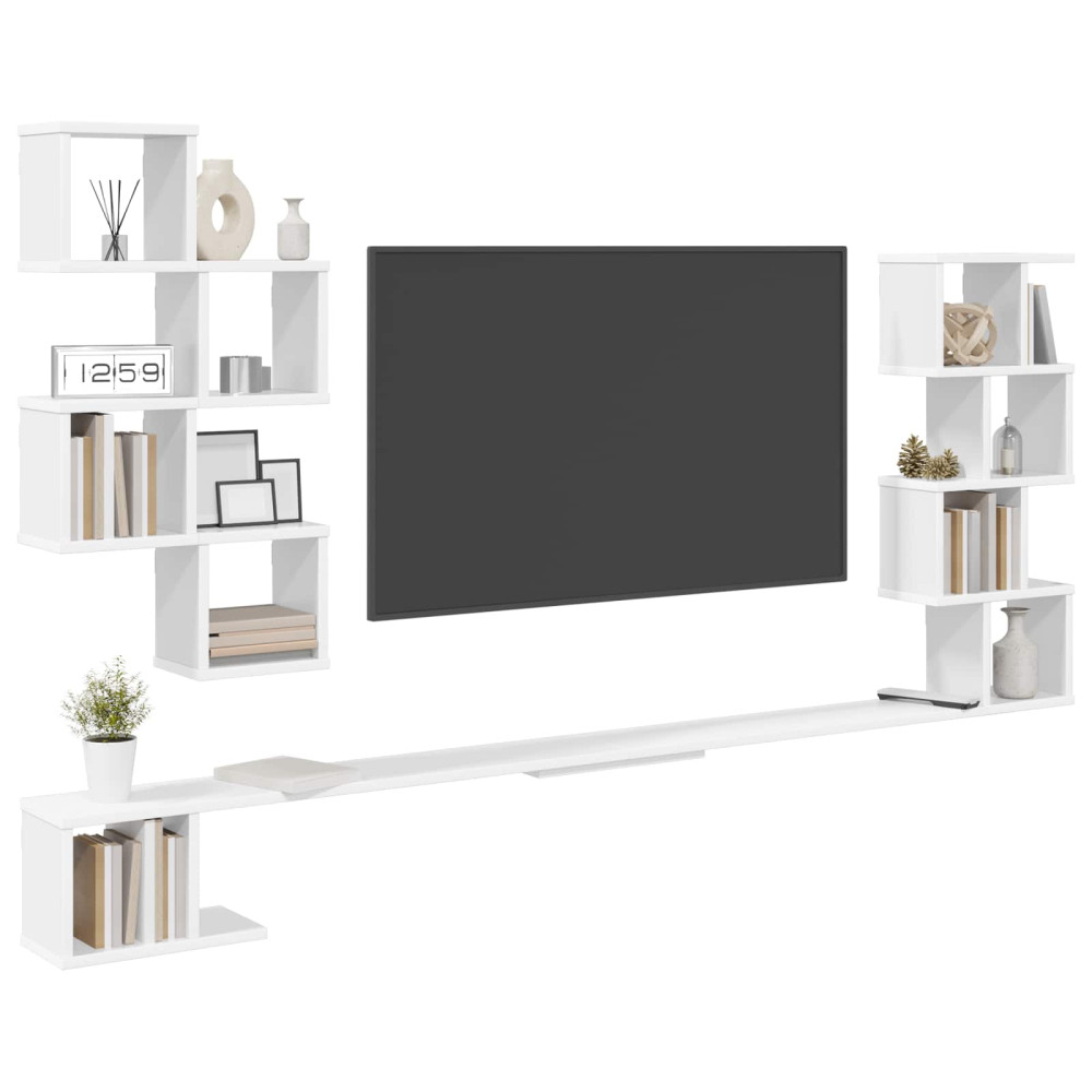 Produktbild för Väggmonterad TV-hylla Vit 160 x 15 x 94 cm Konstruerat trä