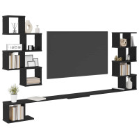 Produktbild för Väggmonterad TV-hylla Svart ek 160 x 15 x 94 cm Konstruerat trä