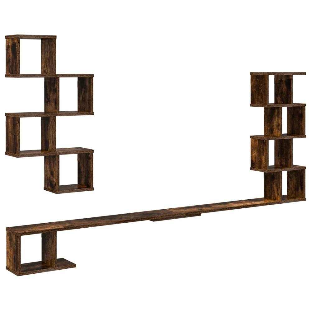 Produktbild för Väggmonterad TV-hylla Rökt ek 160 x 15 x 94 cm Konstruerat trä