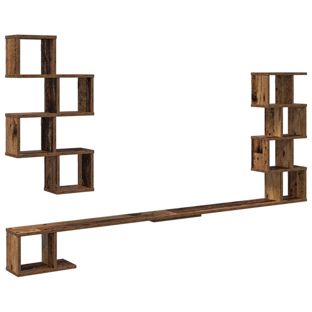 Produktbild för Väggmonterad TV-hylla Gammalt trä 160 x 15 x 94 cm