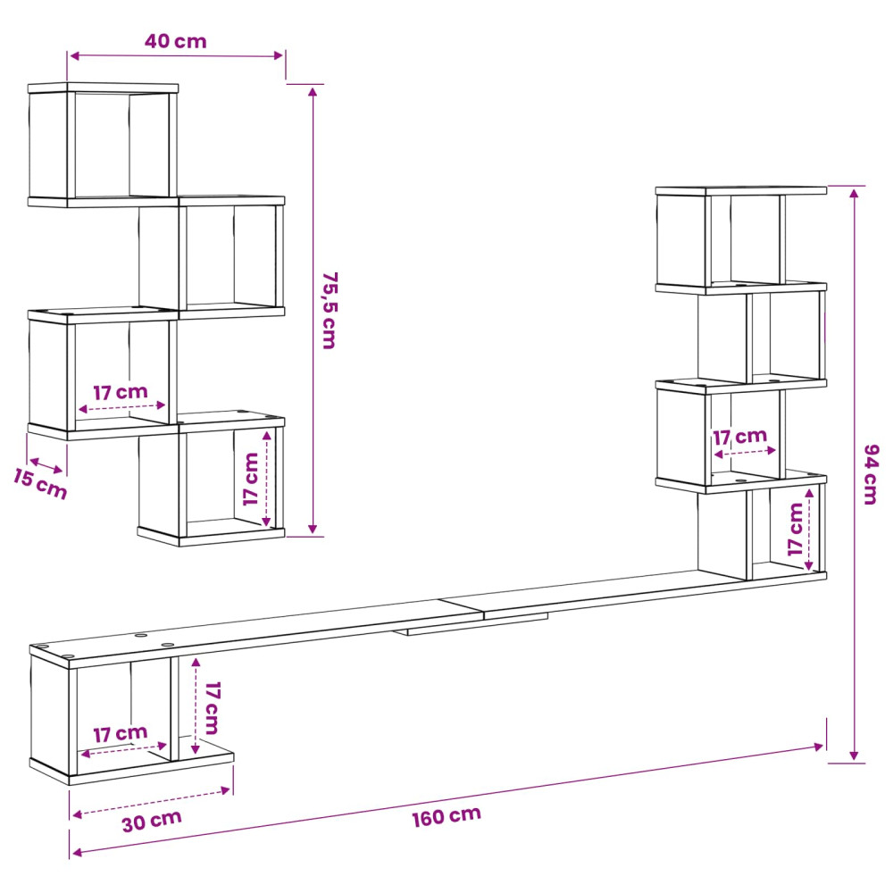 Produktbild för Väggmonterad TV-hylla Gammalt trä 160 x 15 x 94 cm
