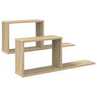 Produktbild för Flytande hyllor 2 pcs Sonoma-ek 80 x 15 x 30 cm Konstruerat trä