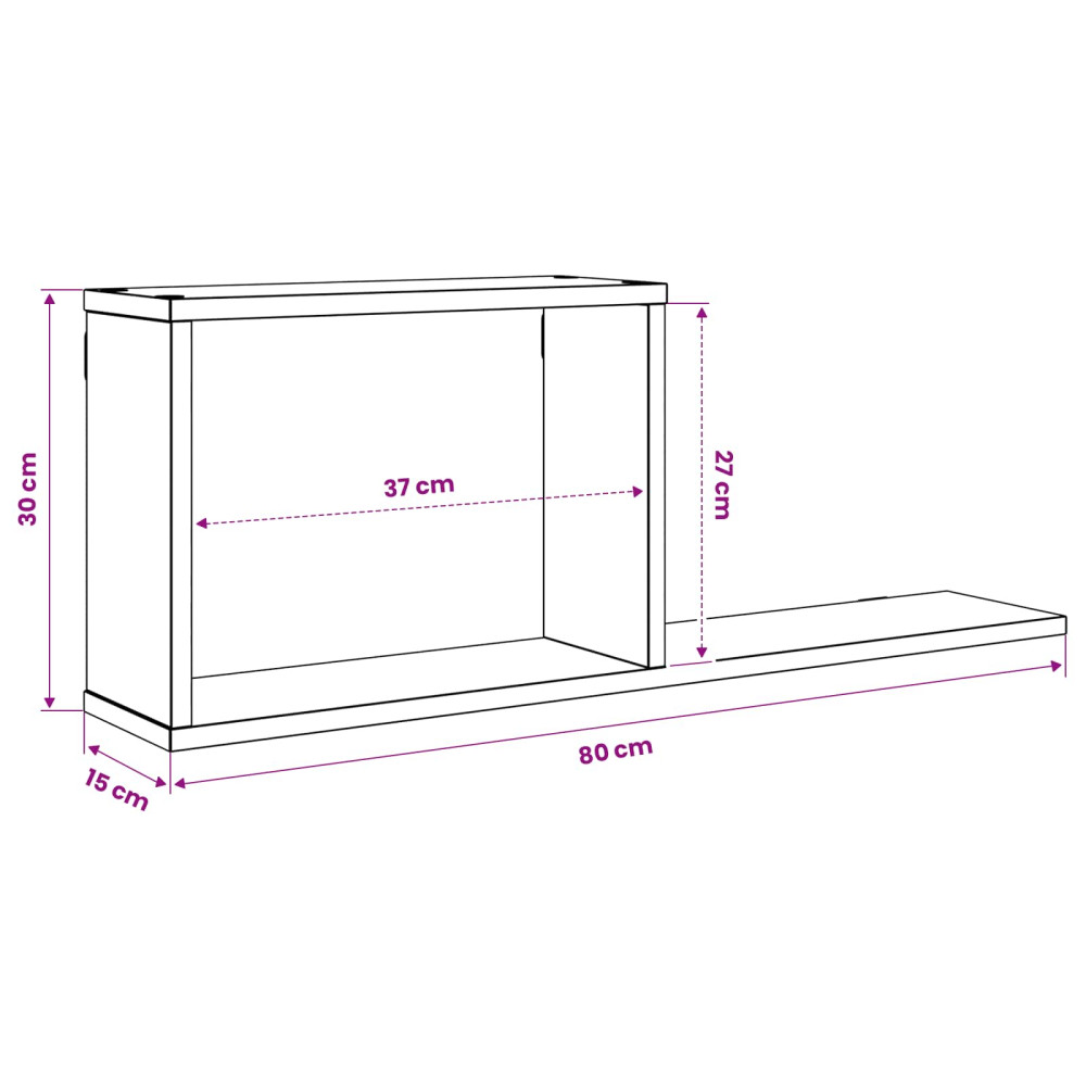 Produktbild för Flytande hyllor Betonggrå 80 x 15 x 30 cm Konstruerat trä