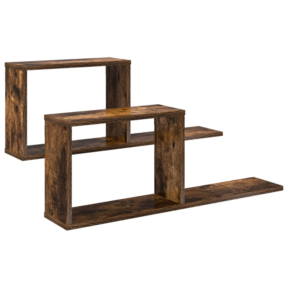 Produktbild för Flytande hyllor 2 pcs Rökt ek 80 x 15 x 30 cm Konstruerat trä
