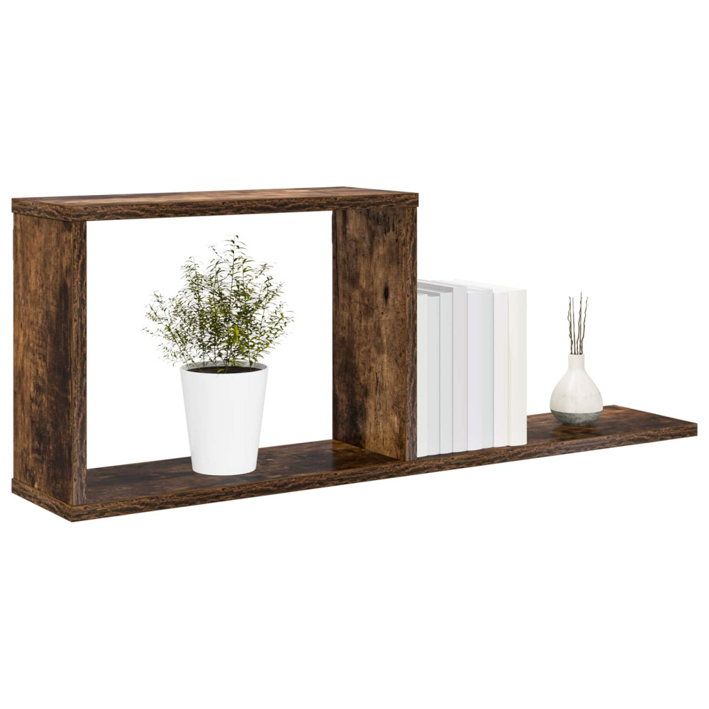 Produktbild för Flytande hyllor 2 pcs Rökt ek 80 x 15 x 30 cm Konstruerat trä
