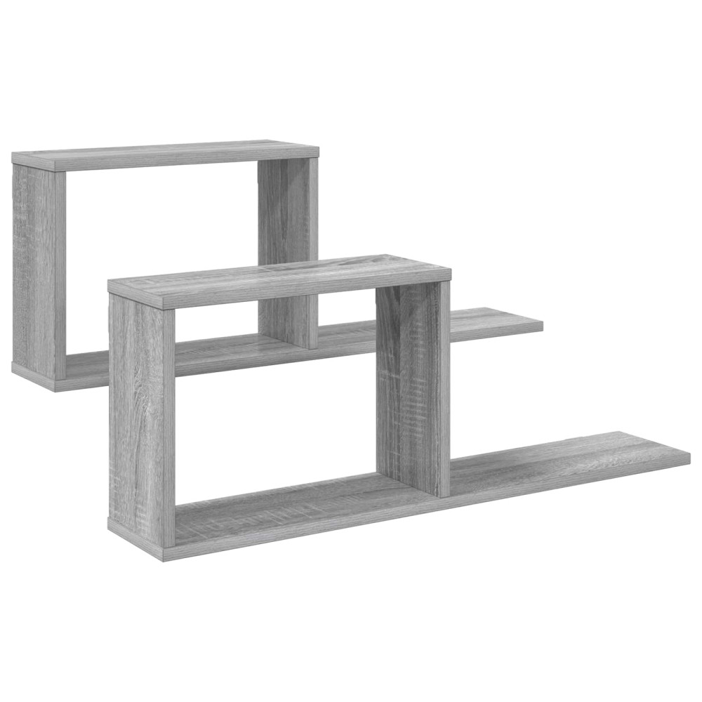 Produktbild för Flytande hyllor 2 pcs Grå Sonoma 80 x 15 x 30 cm