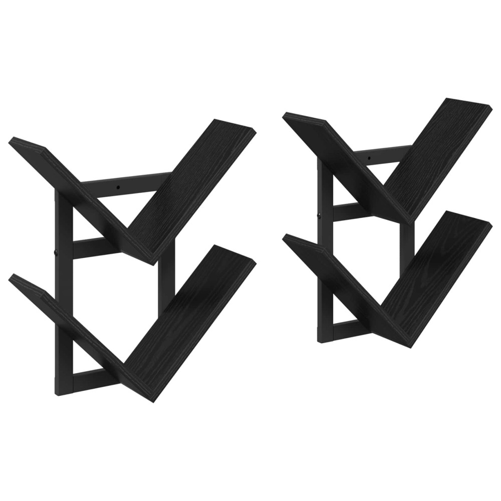 Produktbild för Väggflytande Hylla 2 pcs Svart ek 43 x 15 x 47 cm