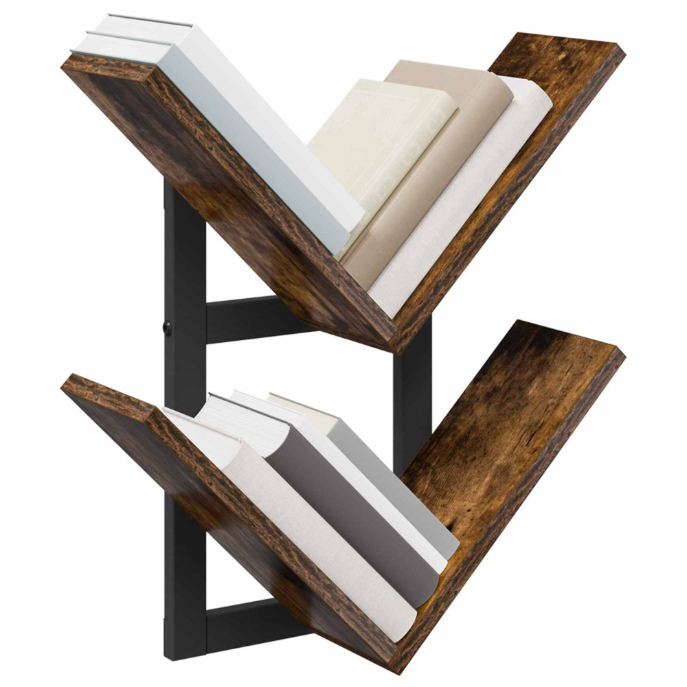 Produktbild för Väggflytande Hylla 2 pcs Rökt ek 43 x 15 x 47 cm