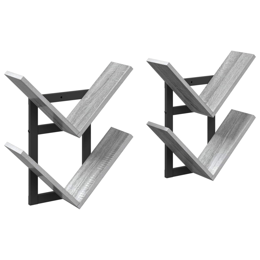 Produktbild för Väggflytande Hylla 2 pcs Grå Sonoma 43 x 15 x 47 cm