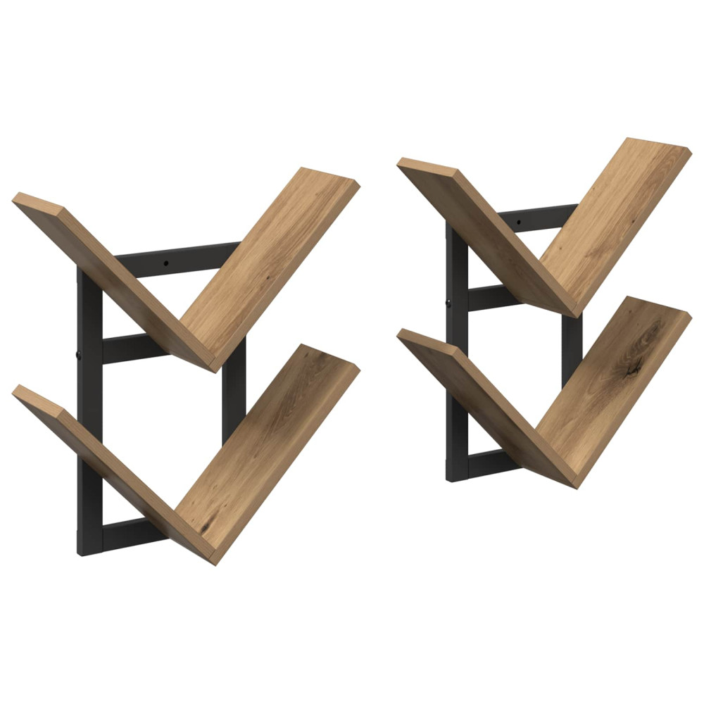 Produktbild för Väggflytande Hylla 2 pcs Artisan-ek 43 x 15 x 47 cm