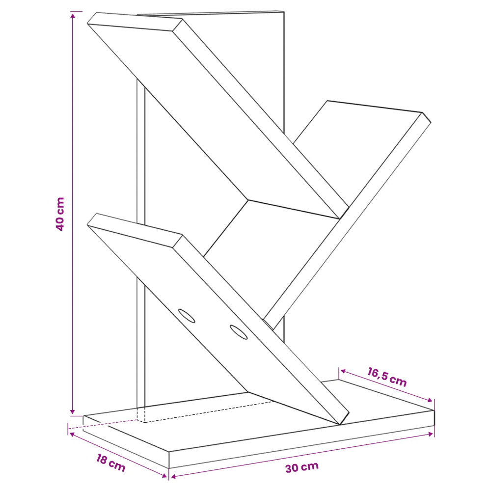Produktbild för Trä Bokhylla 3-Tier 30 x 18 x 40 cm Konstruerat trä Betonggrå