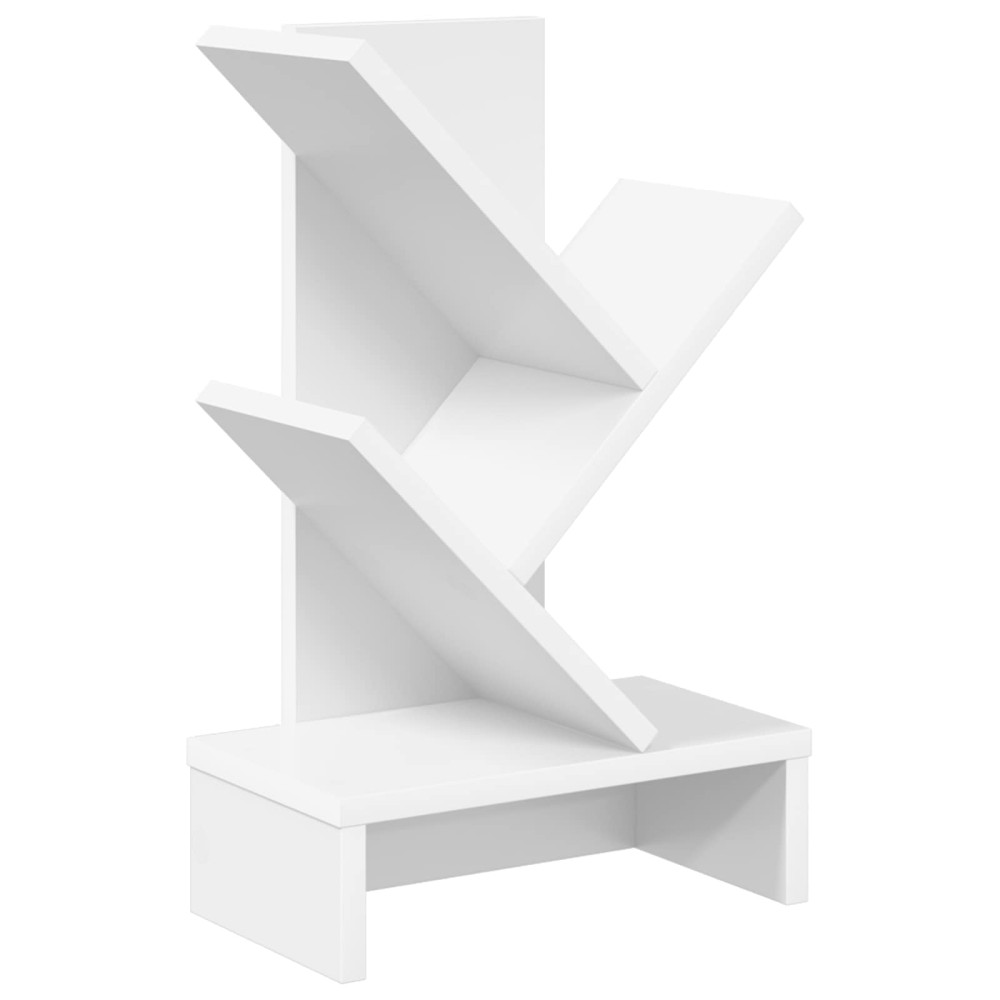 Produktbild för Trä Bokhylla 3-Tier 30 x 18 x 48 cm Konstruerat trä Vit