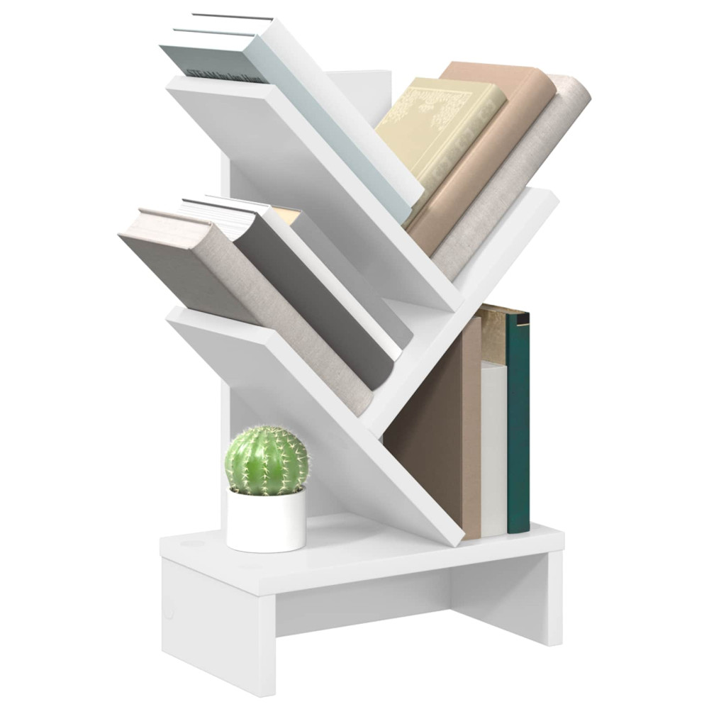 Produktbild för Trä Bokhylla 3-Tier 30 x 18 x 48 cm Konstruerat trä Vit