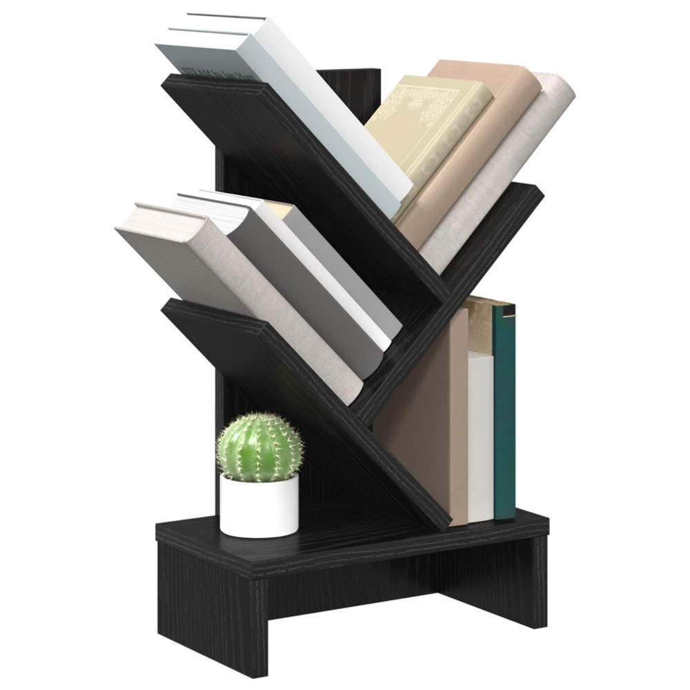 Produktbild för Trä Bokhylla 3-Tier 30 x 18 x 48 cm Konstruerat trä Svart ek