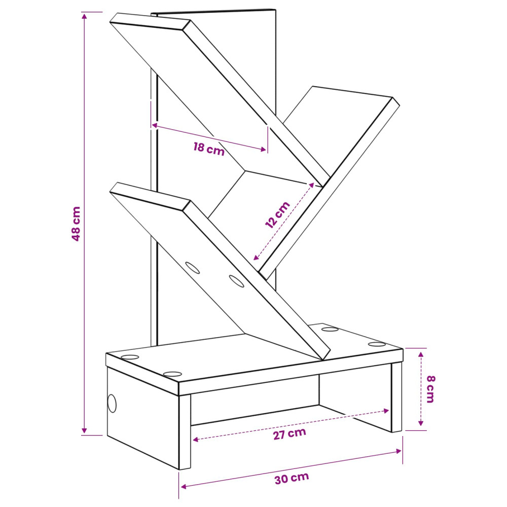 Produktbild för Trä Bokhylla 3-Tier 30 x 18 x 48 cm Konstruerat trä Svart ek