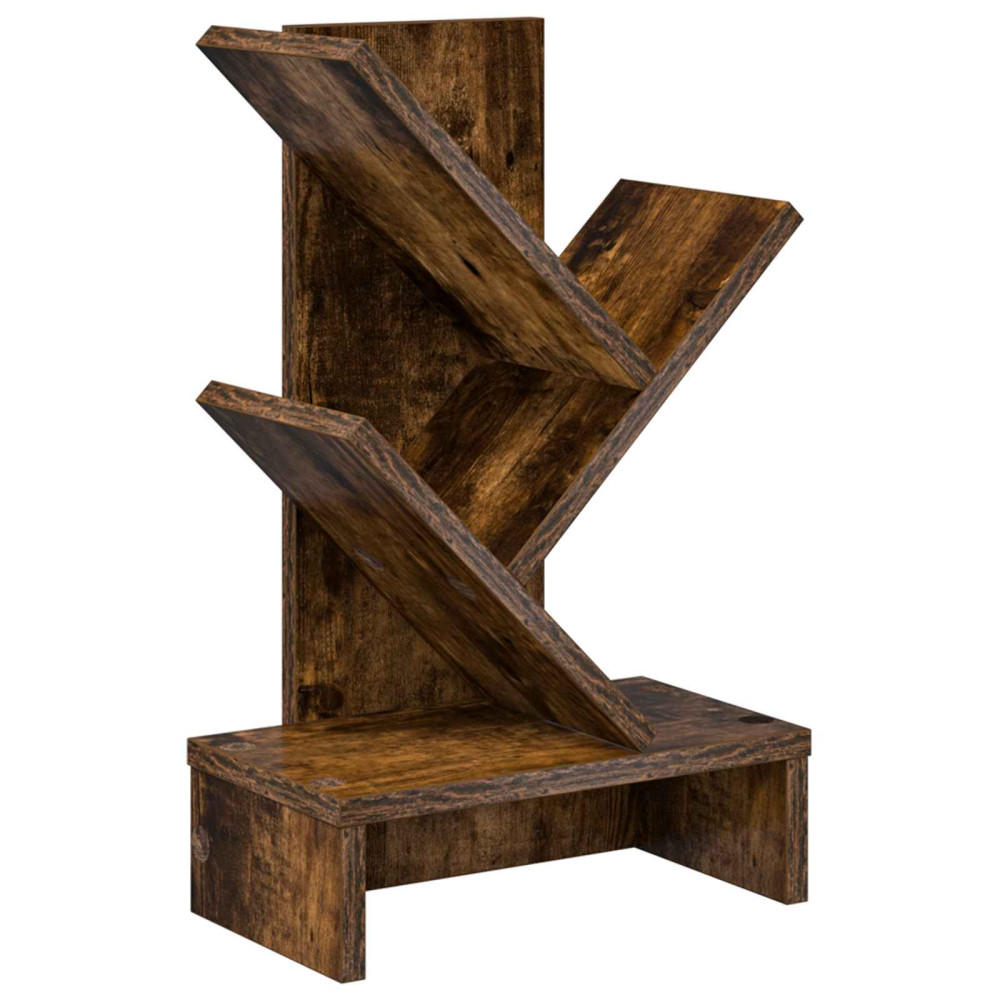 Produktbild för Trä Bokhylla 3-Tier 30 x 18 x 48 cm Konstruerat trä Rökt ek
