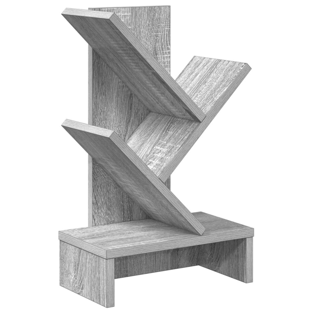 Produktbild för Trä Bokhylla 3-Tier 30 x 18 x 48 cm Konstruerat trä Grå Sonoma