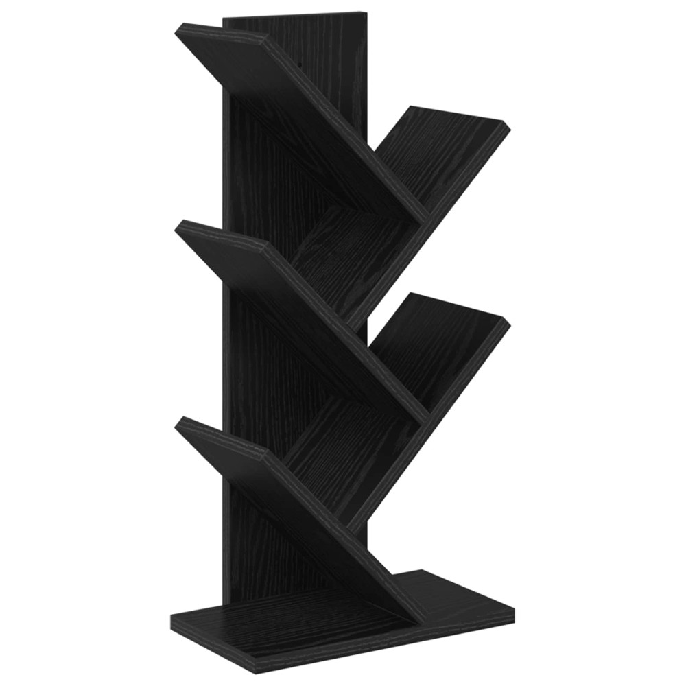 Produktbild för Trä Bokhylla 4-Plan 30 x 18 x 60 cm Konstruerat trä Svart ek