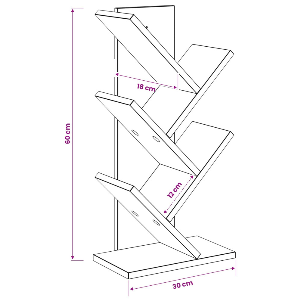 Produktbild för Trä Bokhylla 4-Tier 30 x 18 x 60 cm Konstruerat trä Grå Sonoma