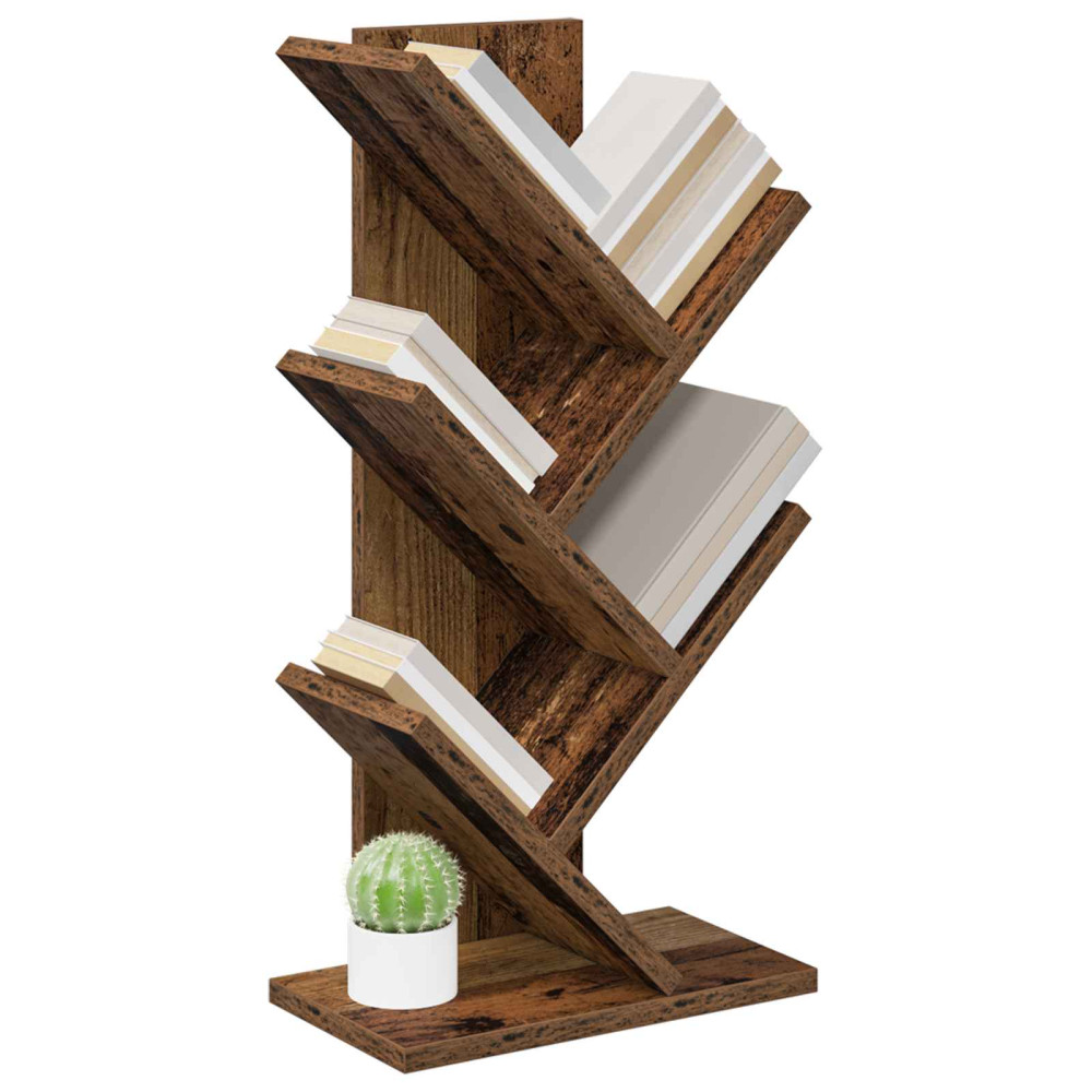 Produktbild för Trä Bokhylla 4-Tier 30 x 18 x 60 cm Konstruerat trä Gammalt trä